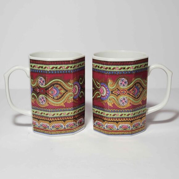2 Takahashi Paisley Mugs Vintage - Picture 1 of 5
